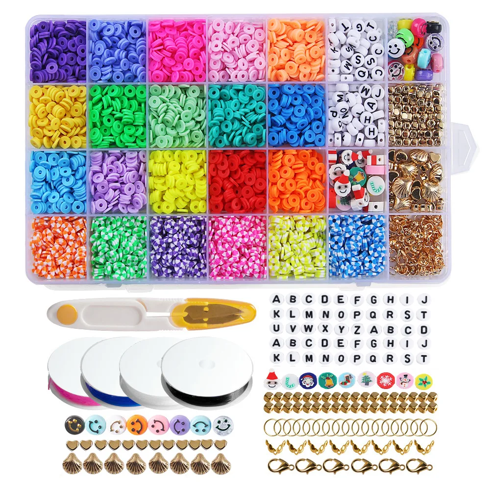 

Christmas Gifts 28 Grids DIY Jewelry Making Kit Two-color 6 mm Clay Beads Santa Claus Beads Jewelry Accessories Sets