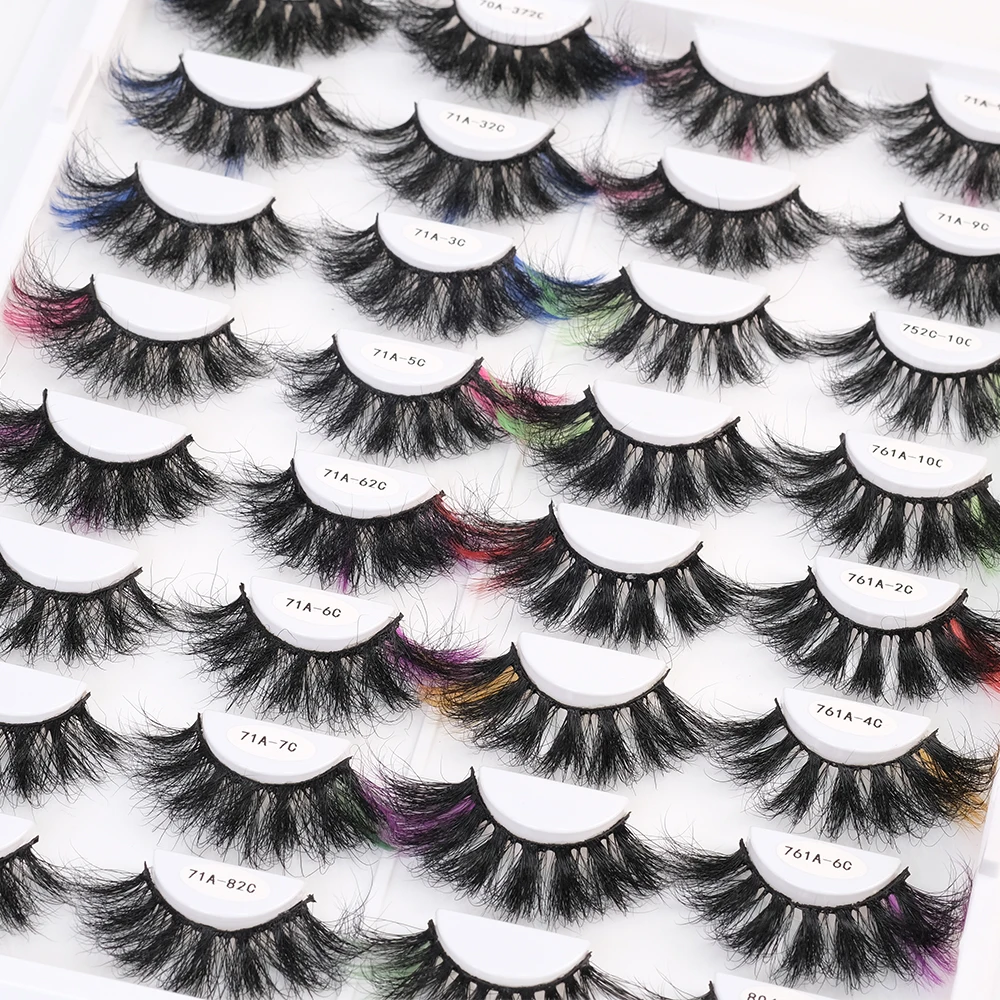 

Cruelty Free Vegan Your Own Brand D Curl Fluffy 3D Mink Eyelashes Wholesale Colorful 25Mm Real Mink Colored Lash Vendors, Colors
