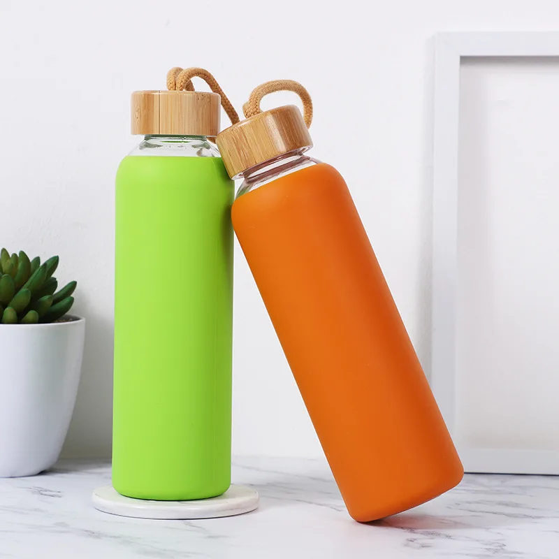 

Mikenda Hot Sale Glass_water_bottle Custom Glass Bottles For Water With Bamboo Lids, Can be customized