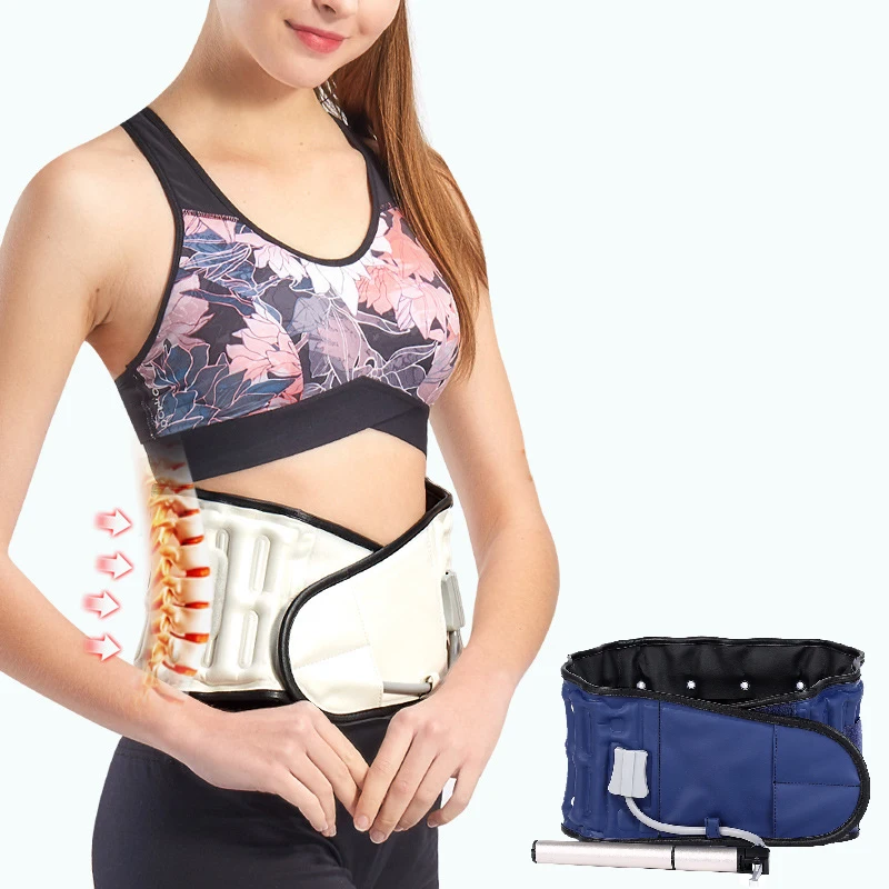 

Pain Release Decompress Lumbar Waist Air Traction Belt Spinal Back Brace Belts for Lumbar Disc Herniation, Blue/white