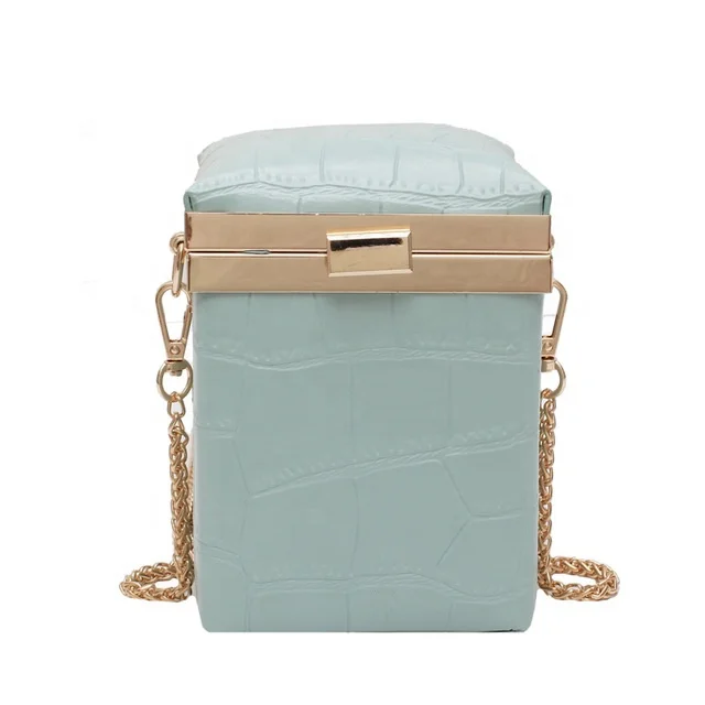 

Crocodile Pattern Box Handbags New Style Chain Fashion Texture One-Shoulder Trend Western Crossbody Bag, Purple, green, black, orange , white
