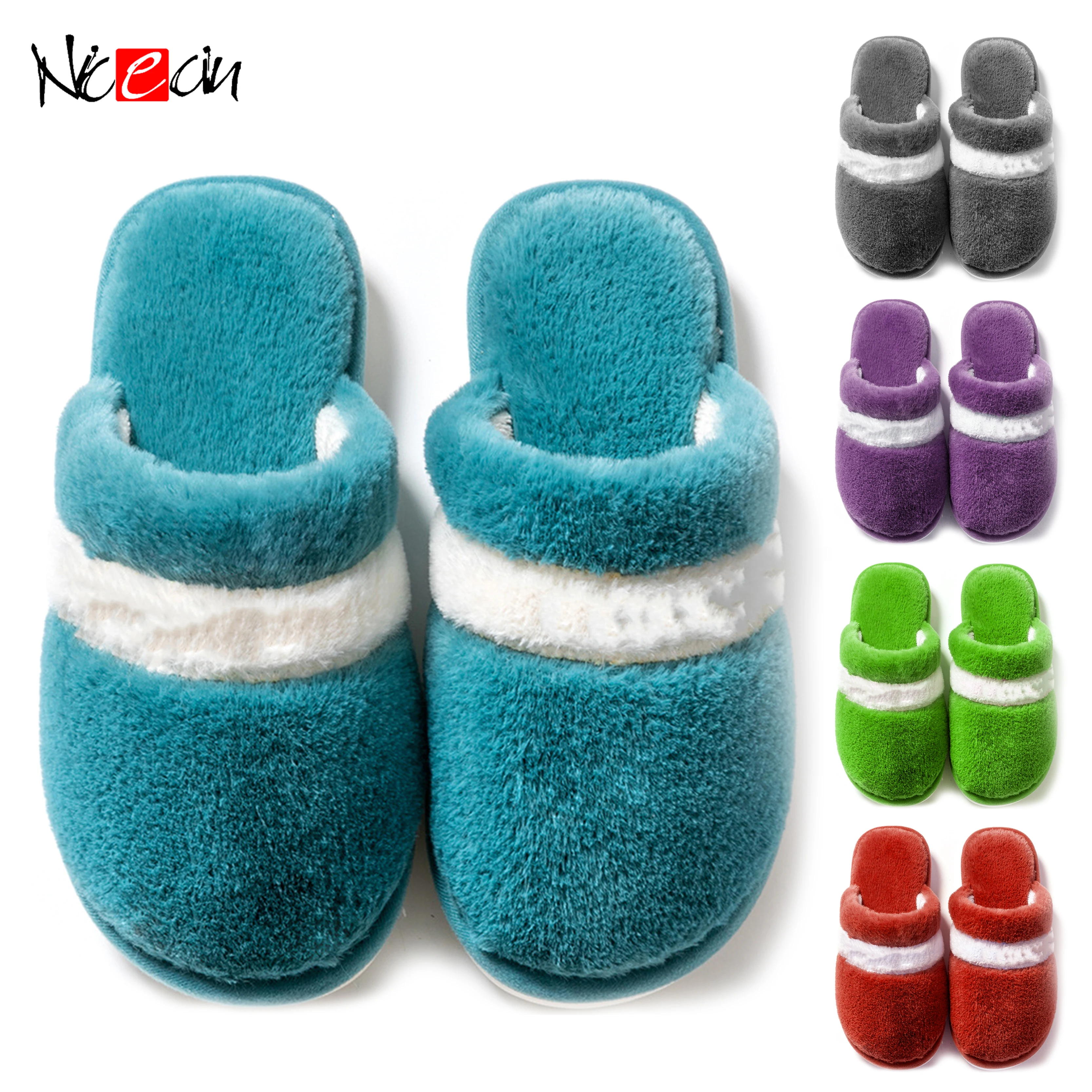 

Winter Classic Fashion Indoor Bedroom Slippers For Unisex Warm Short Plush Casual Warm Comfortable Fur Durable Family Snow Slide