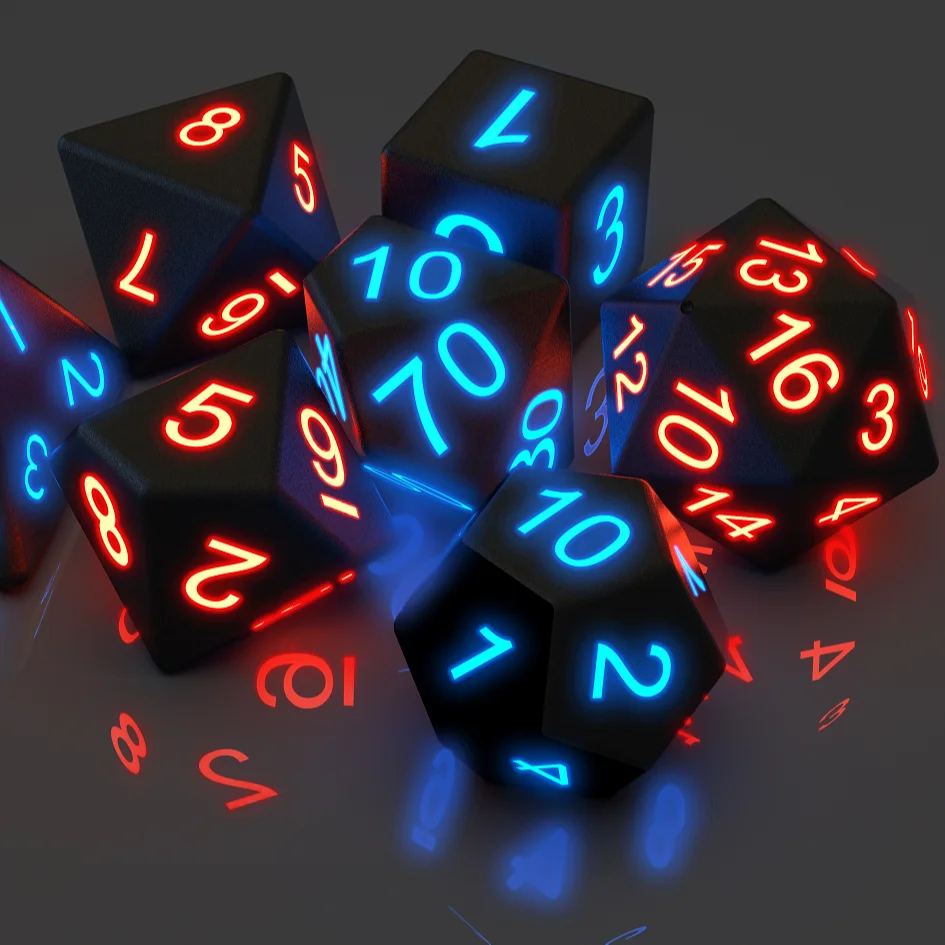 

Custom DND Board Polyhedral Adult Game Magic Trick Pixels the Electronic Glow LED Dice, Black