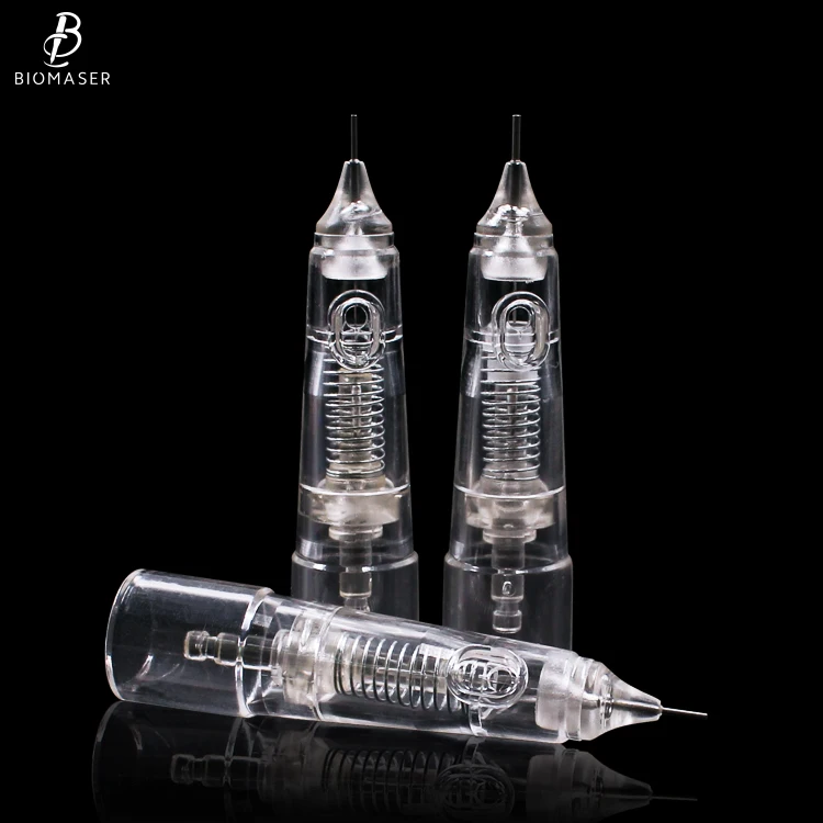

2021Biomaser Tattoo Cartridge Needle 10PCS/Box Professional Disposable Semi-Permanent Eyebrow Lip Makeup Needles For Tattoo, White color
