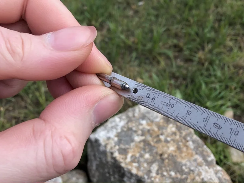 Measuring fishing rod blank flex point with ruler