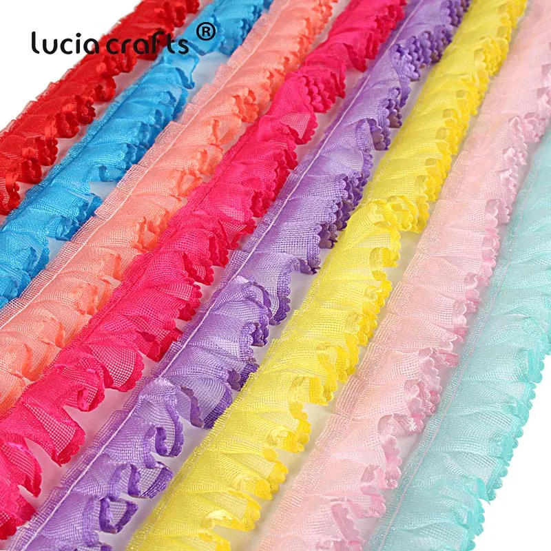 

R0305 Fold Lace Ribbons Trim Edge Grid Lace Fabric Tapes DIY Sewing Applique Supplies Garment Decorations, As the picture show