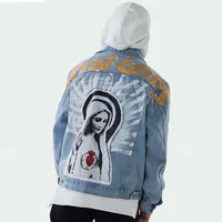 

Mens high street hip hop blue jean jacket stylish fashion jean jacket for men