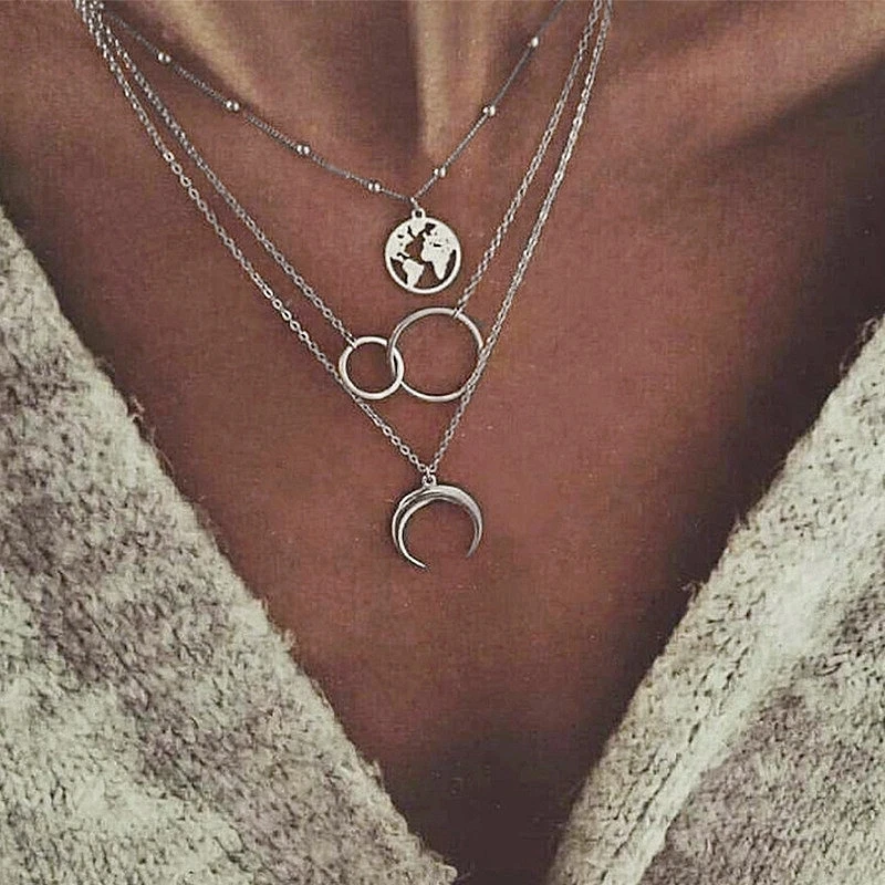 

Multi Layered Best Selling Chain Choker Necklaces for Female CZ Star Moon Infinity Choker Mixed Trendy Jewelry