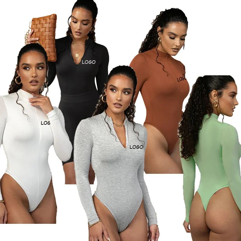 

OEM 2021 New arrivals Spring Fashion Solid Multicolor Long Sleeve Bodysuits Women Clothing Sexy Slim Casual Bodysuits, Shown