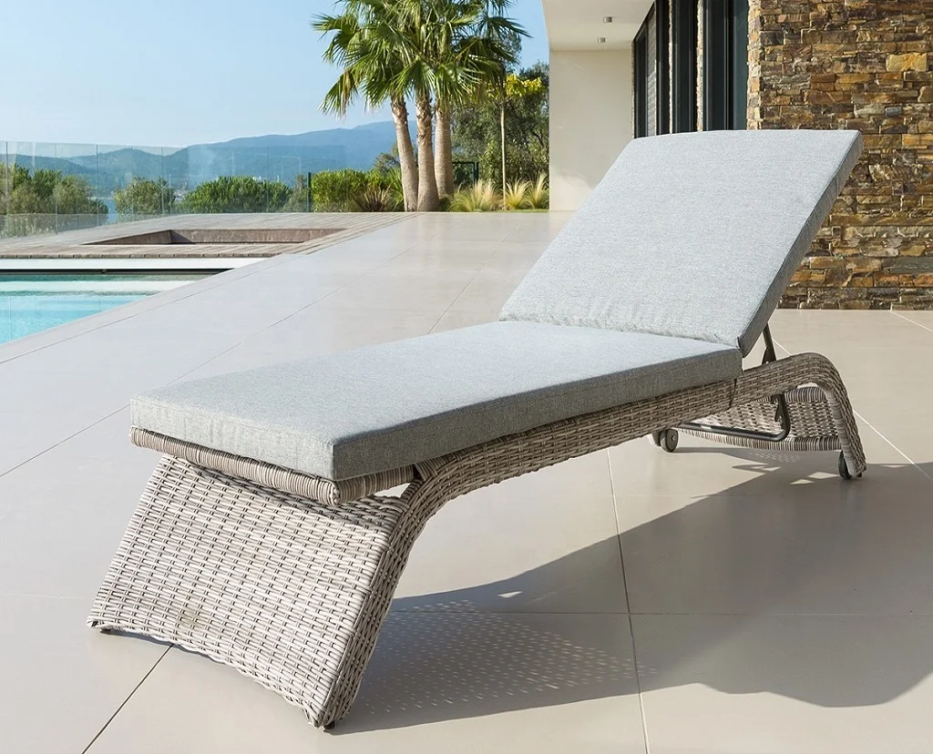 Poly Rattan Outdoor Wicker Chaise Lounge Swimming Pool Poly Rattan Outdoor Wicker Chaise