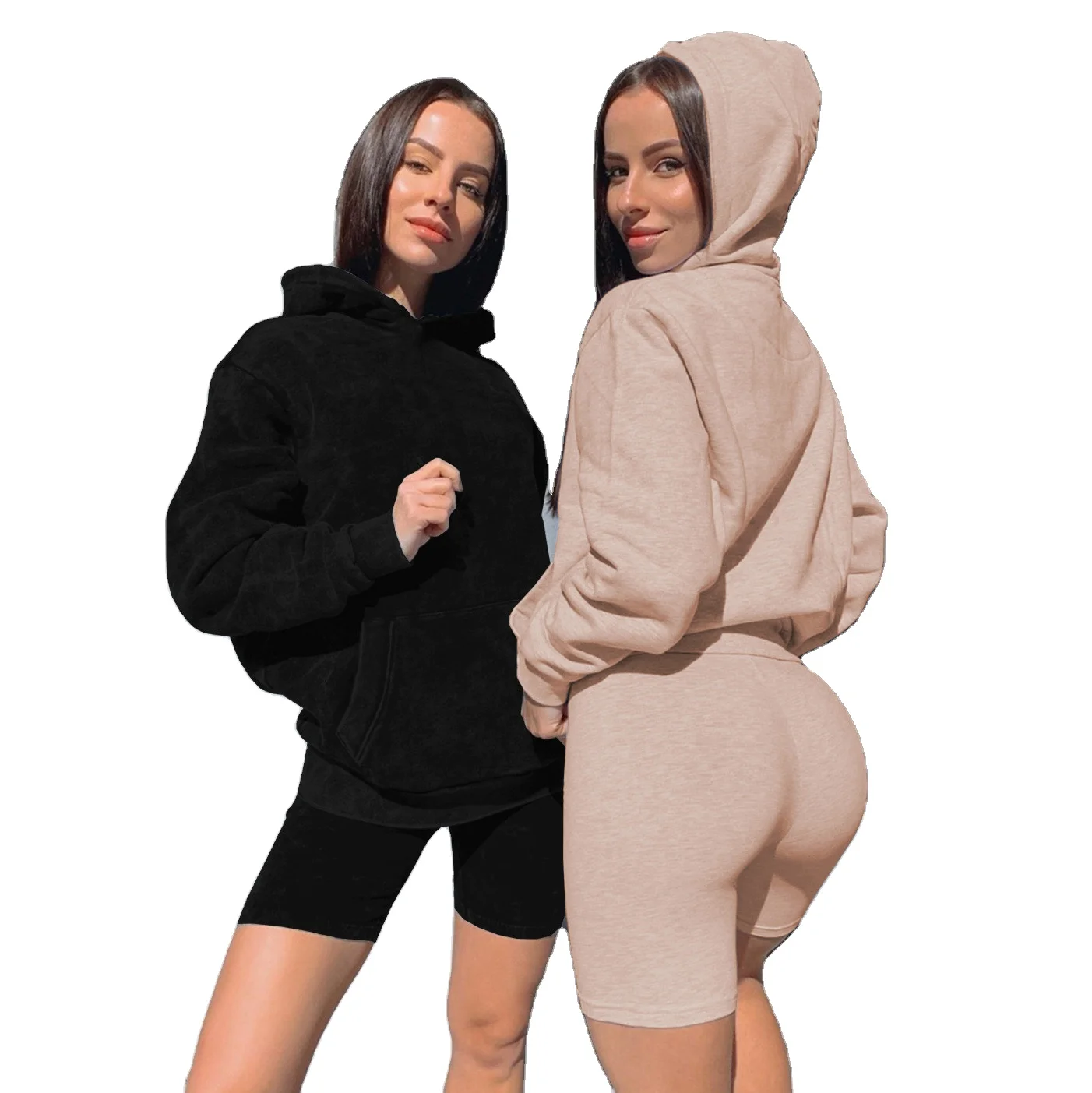 

Women Fall Clothes Solid Color Long Sleeve 2 Piece Jogger Set Women Hoodie Sets Women