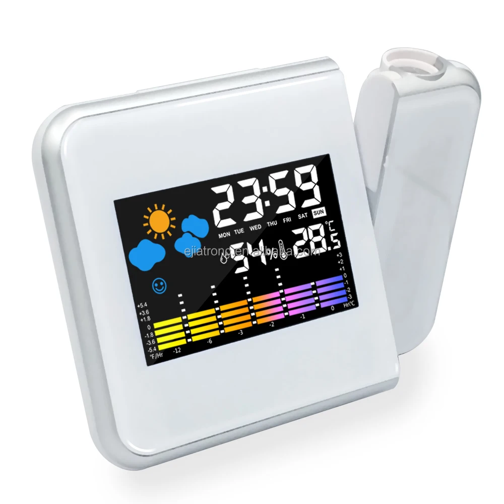 

LCD Display Digital Projection Alarm Clock Voice Control Ceiling Projection with Temperature Date Calendar Snooze Function