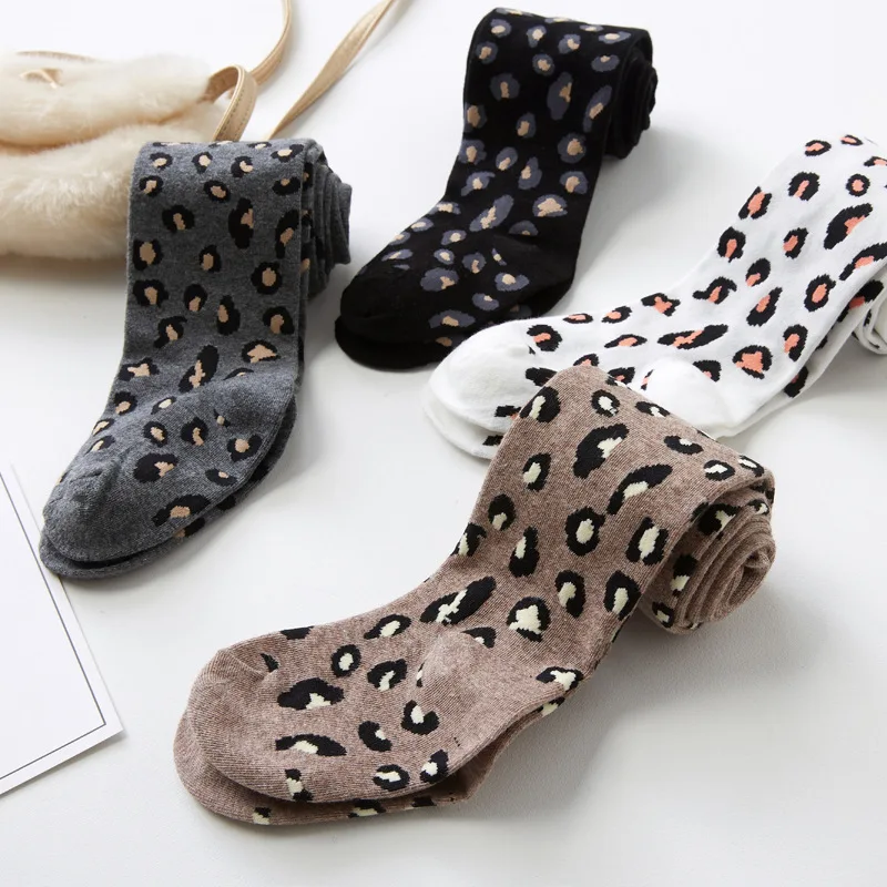 

Fashion leopard baby girl tights kids cotton pantyhose winter autumn children socks and tights