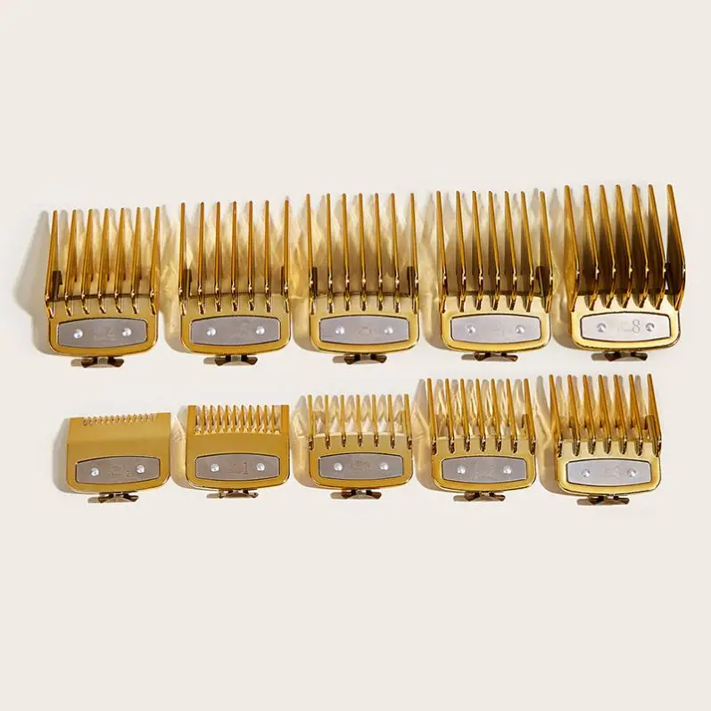 

Gold 10 piece set of limit comb hairdresser hairdressing tool positioning comb electric push shear card set wall universal