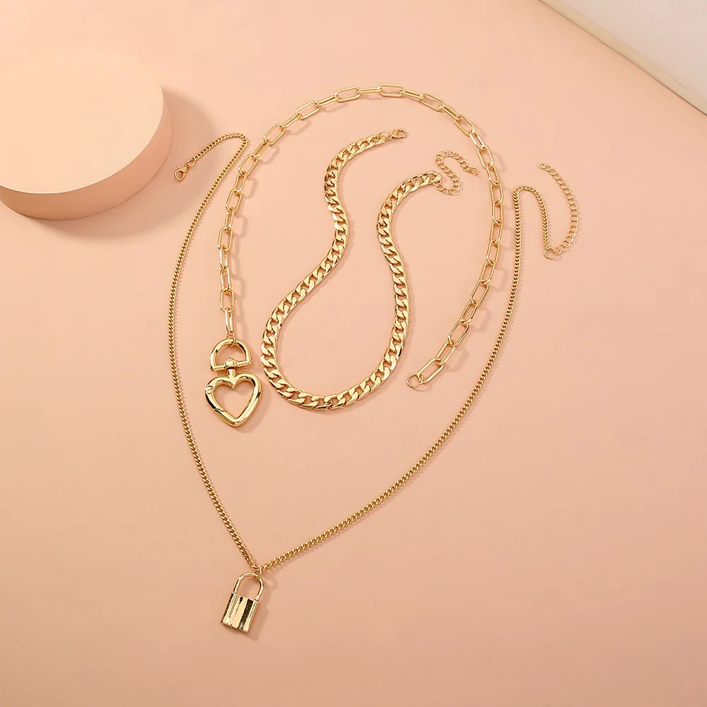 

Tixu designer jewelry european and american heart shape lock shape metal woman necklace, Picture shows