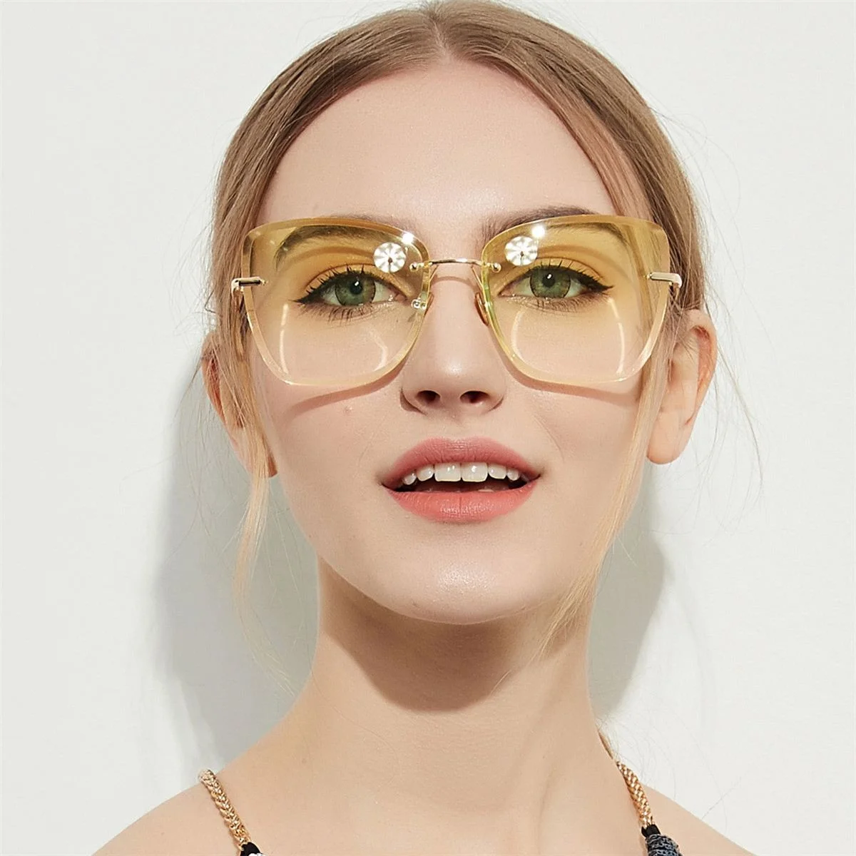 

High Quality Fashion Square Rimless Luxury Gradient Women Sunglasses, 5 colors