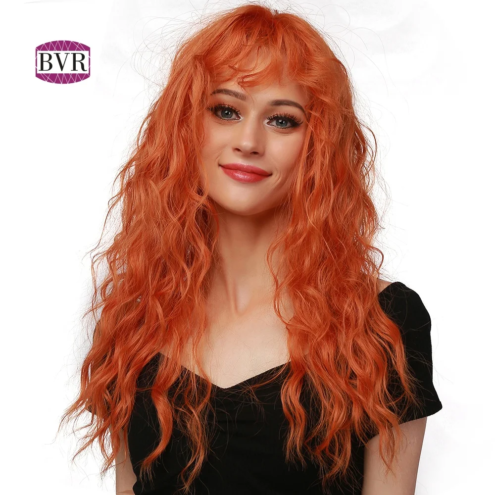 

BVR Cost Effective Orange Medium And Long Artificial Curls Cosplay Wigs