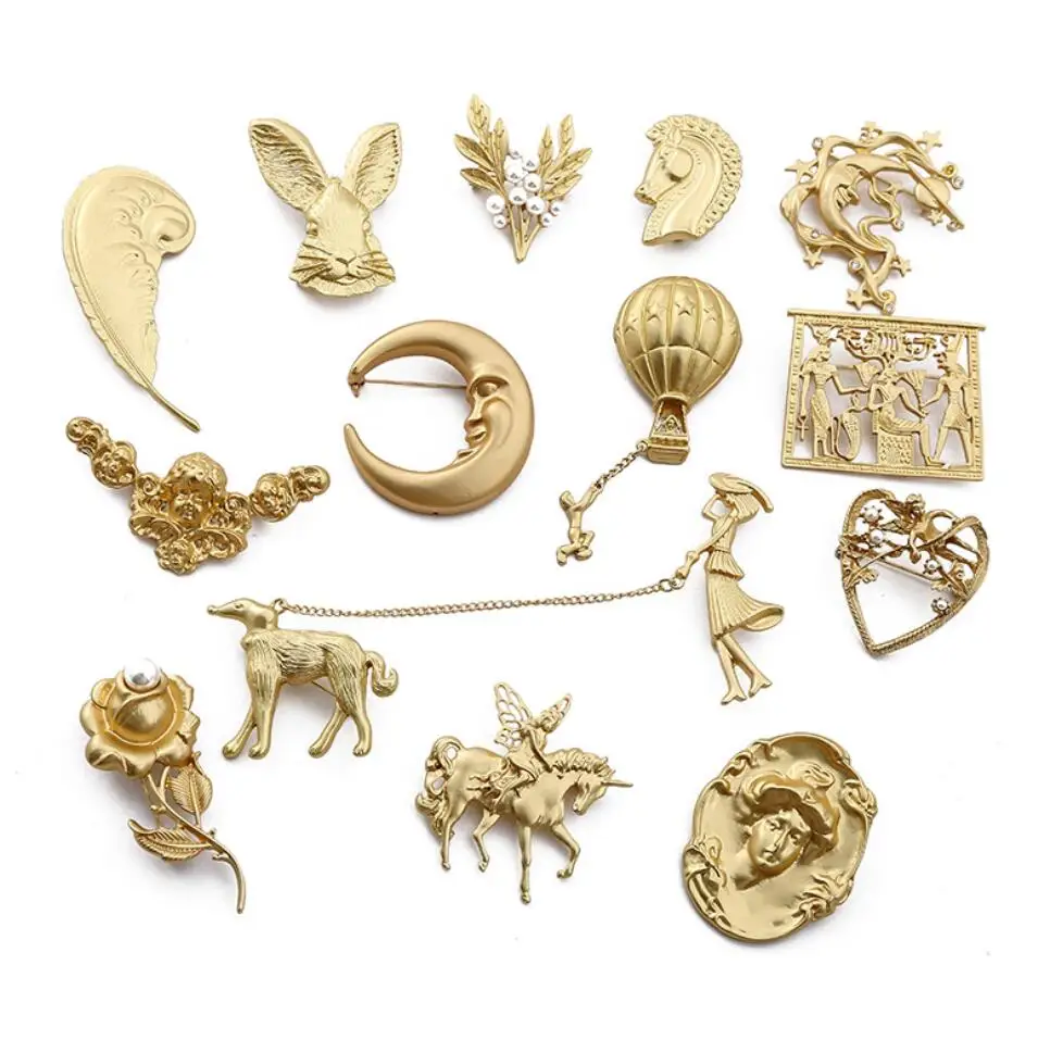 

Die casting gold pin leaf brooch , broche customized , hijab pin brooches for sale, Picture