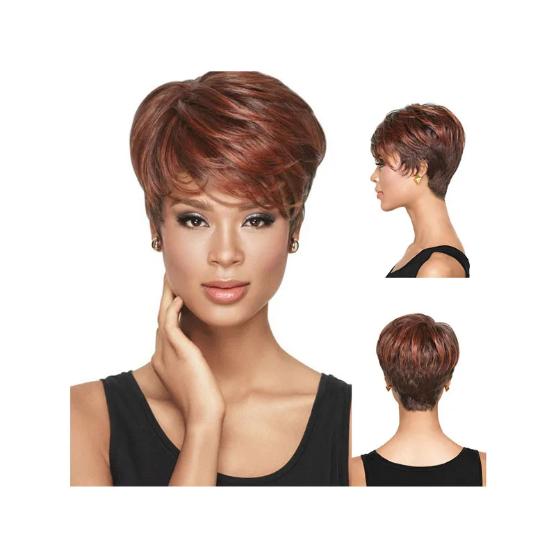 

mix color short hair wig for black women gradient color for black women short bob curly party wig red brown synthetic