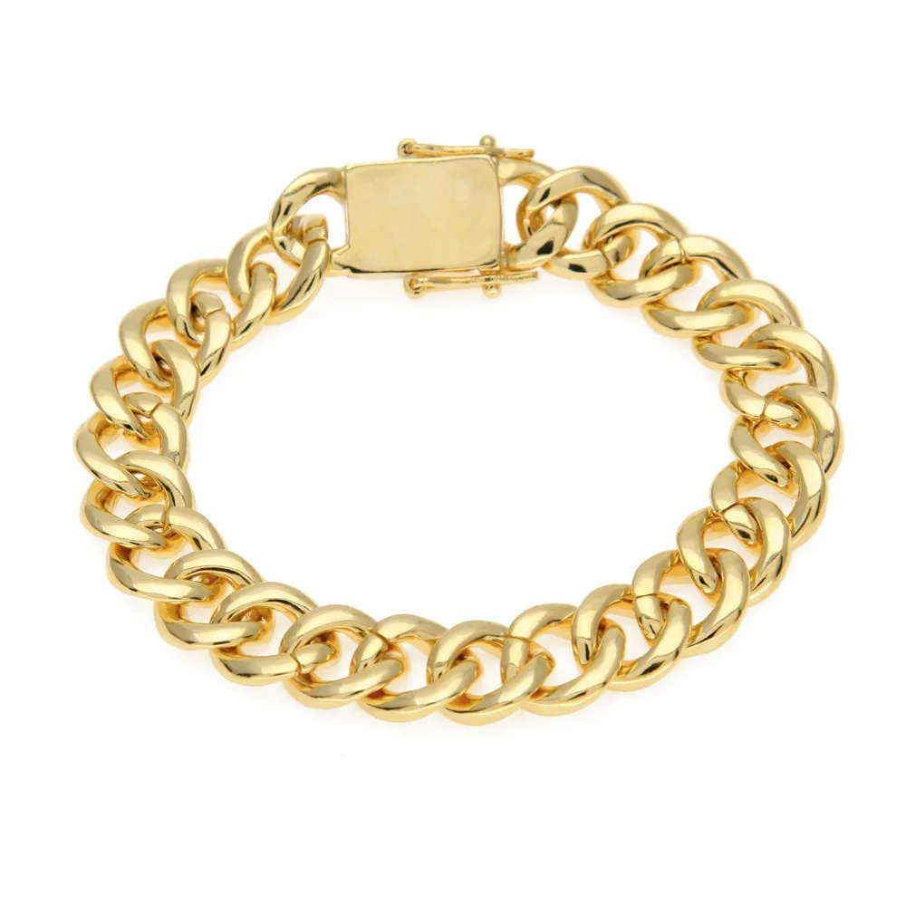 

Hip-hop Jewelry mens bracelet Ducket Zircon 8 inch Cuban Chain Vacuum Plated Charm Bracelet Wholesale