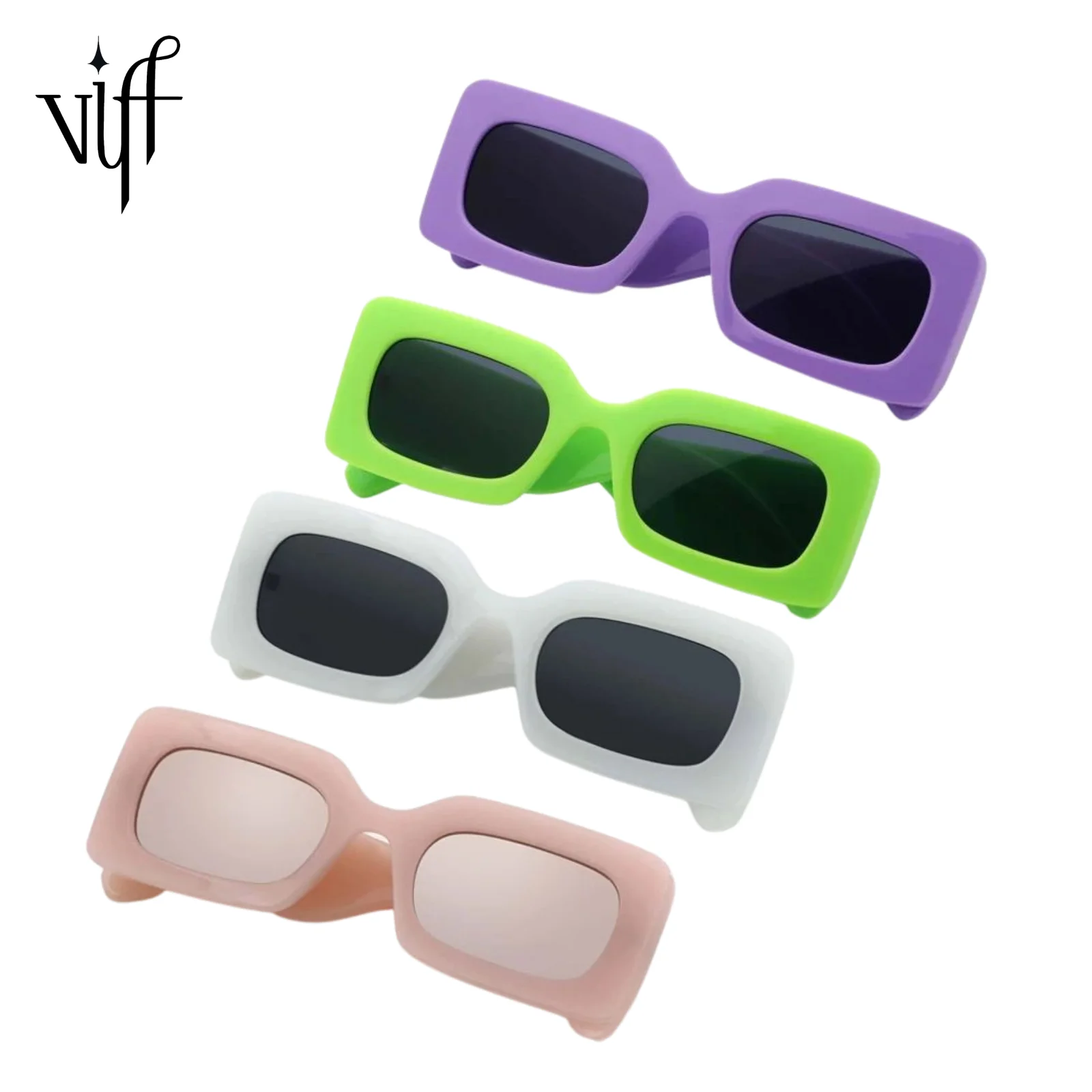 

2021 VIFF HP21045 Custom Logo UV400 Shades Fancy Rectangle Frame Multi Color Sun Glasses Womens River