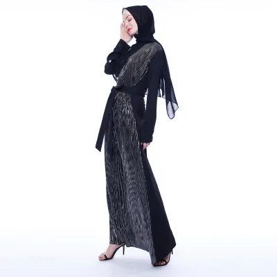 

LSY198 black Muslim dress loose and breathable Islamic Clothing Fashion Front Open Kimono Arabic Style Dubai Muslim Abaya, Shown