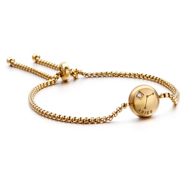 

Gold Plated Constellation Stainless Steel Horoscope Adjustable Bracelet