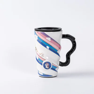 

Madou Creative Personality Unicorn Ceramic Mug Large Capacity With PV Lid Water cup, 4 colors