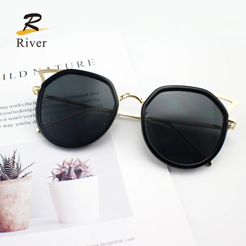 

High quality black frame sun glasses Fashion gafas cat ear ladies outdoor oversize Sunglass men women eyewear sunglasses, 2 colors
