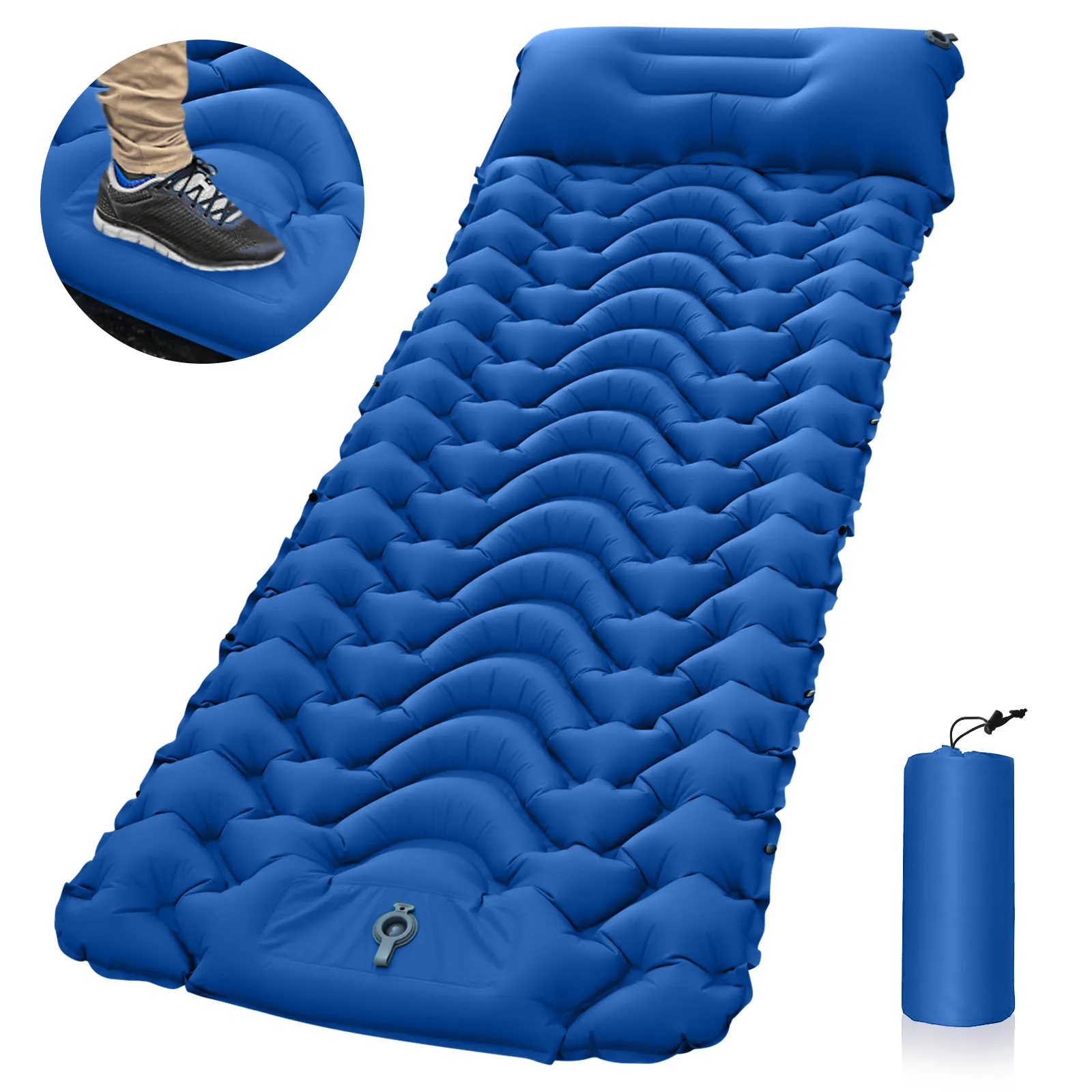 

Wholesale Customized Logo Built-in Pump Inflatable Airbed Mattress Air Bed Cushion for Camping, Multiple colour and accept customization