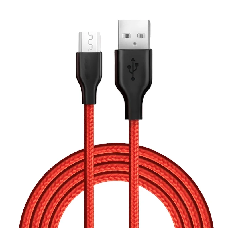 

PUJIMAX Micro USB Cable 2A Universal Cable Nylon Braided Quick Charge Data Line Factory Wholesale Phone cable, Red/black/grey