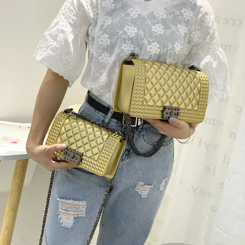 

2020 Ladies Matte Frosted Purses Chain Candy Handbags Color Jelly Hand Bag