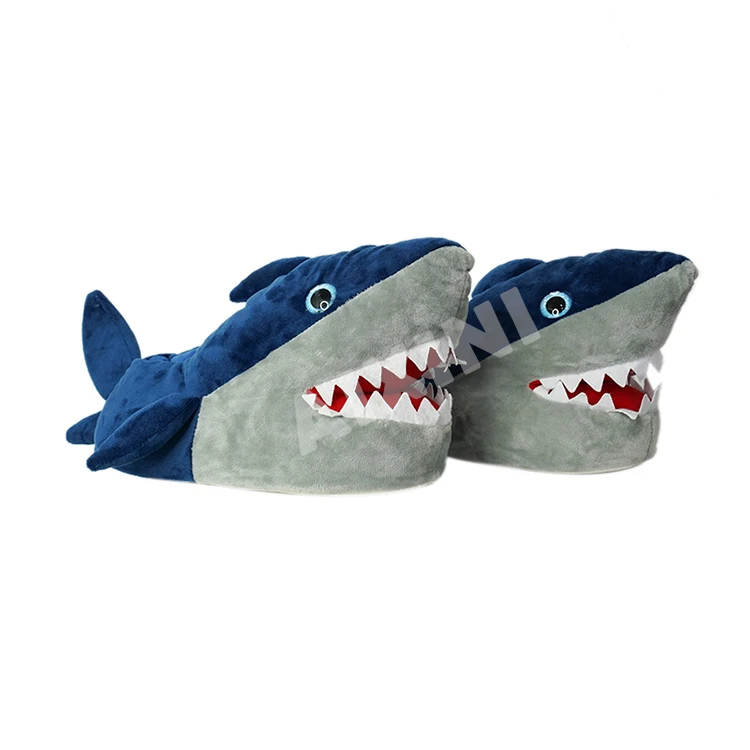 

Factory In Stock Stuffed Animal Indoor Mens Ladies House Slipper Plush Shark Soft Toy, Blue/customization