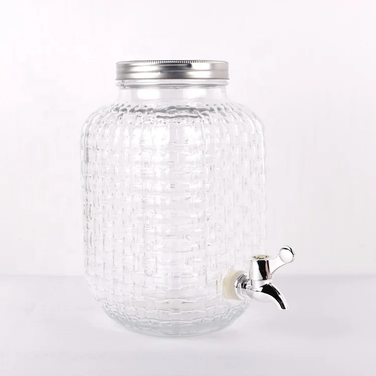1 Gallon Wholesale Cold Juice Beverage Glass Drink Dispenser Jar with Metal Lid, Clear or customized color