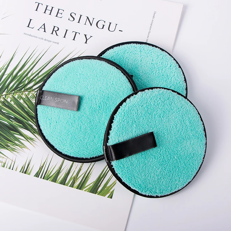 

2021 new green remover pad 12 cm Washable Microfiber 3pcs Set Facial Makeup Remover Pads With Custom Logo