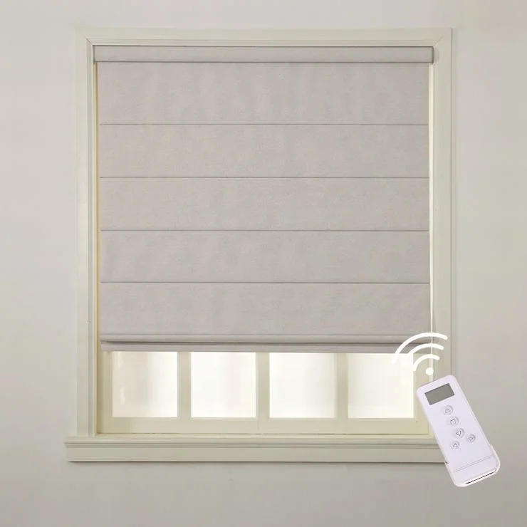 

Light adjustment motorized automatic cordless window electric fabric roman blinds wifi for windows