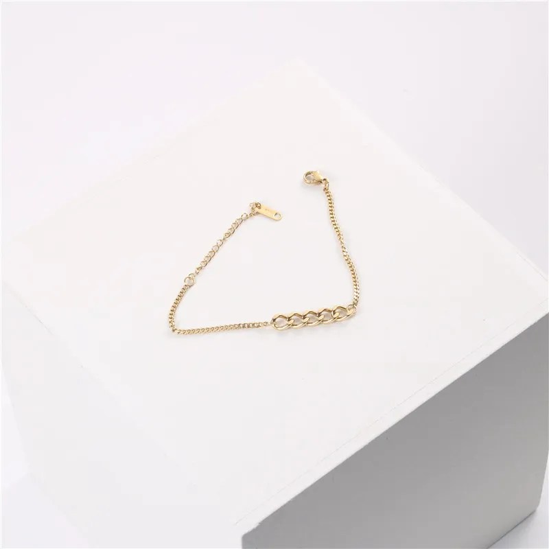 

High End Gold Plated Stainless Steel Chain Mixture Bracelet for Women Wholesale Jewelry
