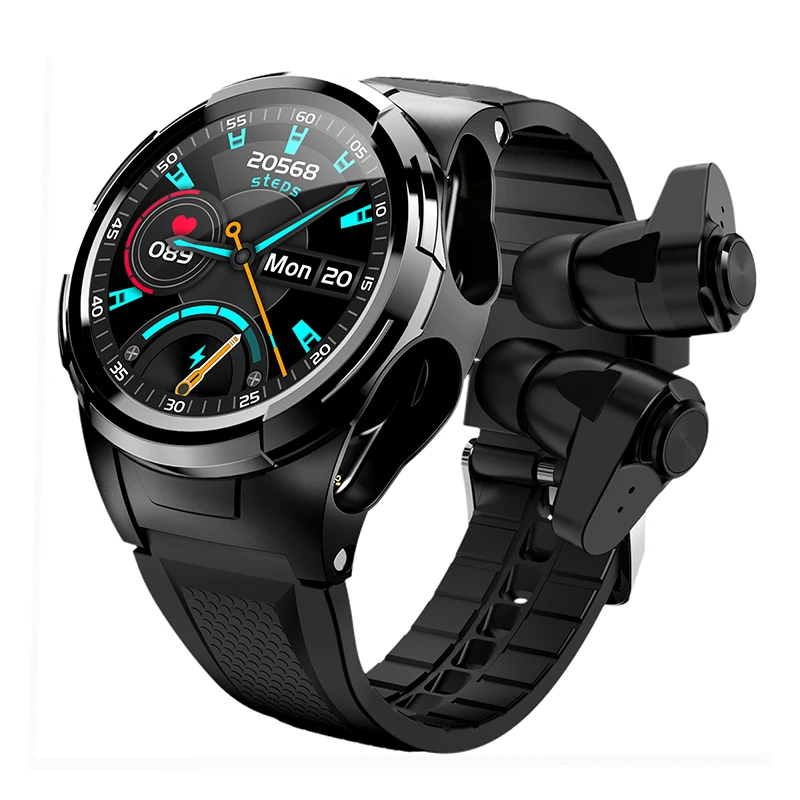 

New Arrivals 2021 BT wireless 2 in 1 Smartwatch TWS earphone S201 reloj hombre Smart watch with earbuds