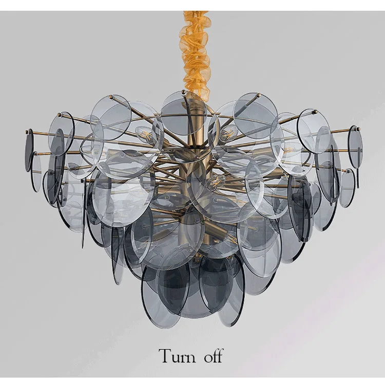 Modern gold Smoky gray pendant lights round glass luxury contemporary chandelier glass