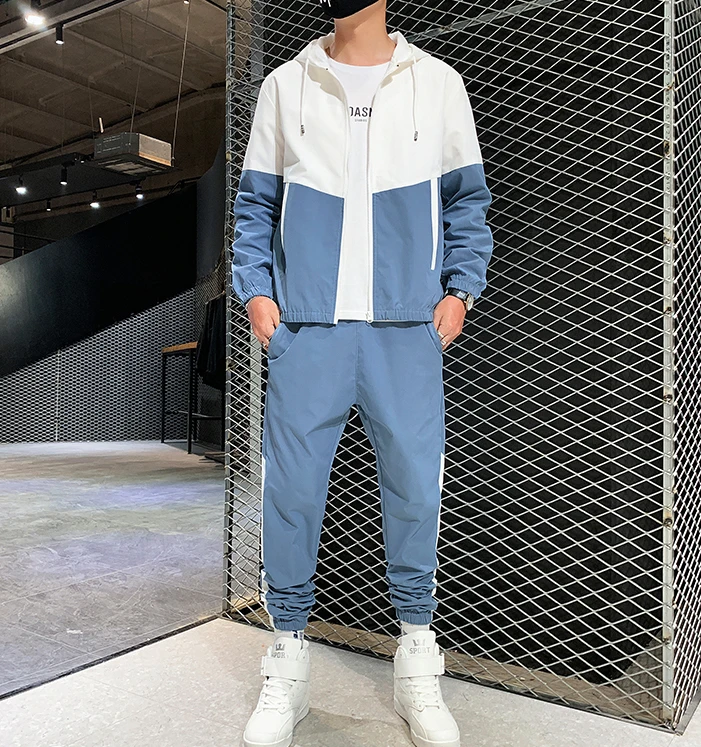 

Sportswear suit men's hooded two-piece casual sports suit men's couple autumn clothes Men Polyester Sportswear Track Suit, Colors