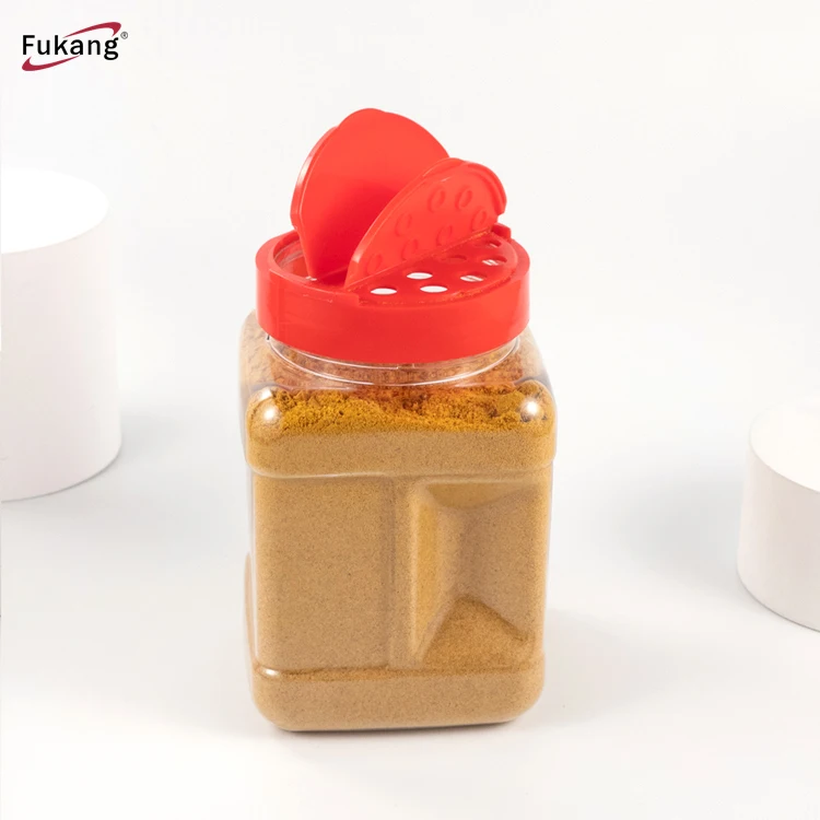

Free Sample High Quality Food Grade 500ml Square Plastic Salt Containers Spice Jar