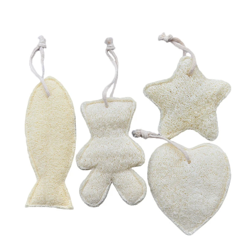 

Cute Fish/Bear/Heart/Star Animal Shaped Loofah Sponge Natural Loofah Scrubber, Beige