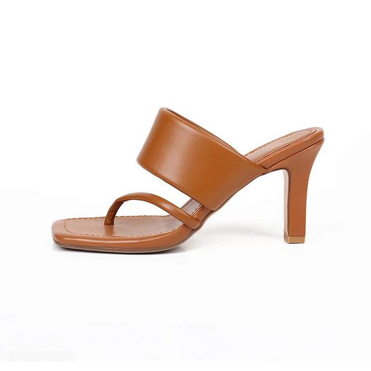 

2020 brown sexy high heel slippers beautiful heels slippers open toe mules or girl, Black/nude