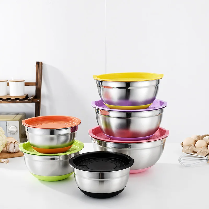 

Colorful Stainless Steel Mixing Bowl Set Salad Bowl Nesting Storage Bowls For Mixing