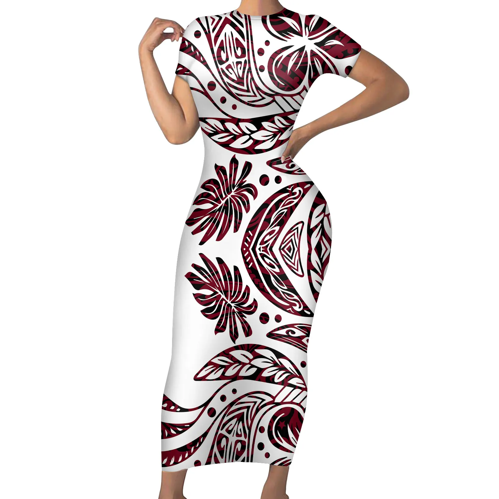 

New Arrivals Long Dress Sexy Polynesian Tribal Monstera Clothing Ladies Plus 4xl Dresses Night Club Wear Sexy Tight Long Dresses, Customized color