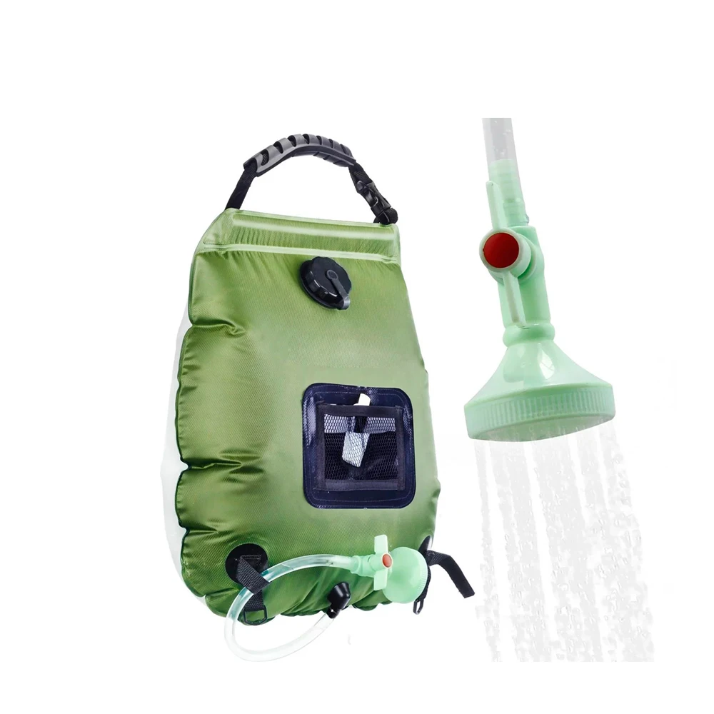 

Portable outdoor travle pressure shower 5 gallons solar camping shower bag, Blue/green/camouflage/black/red