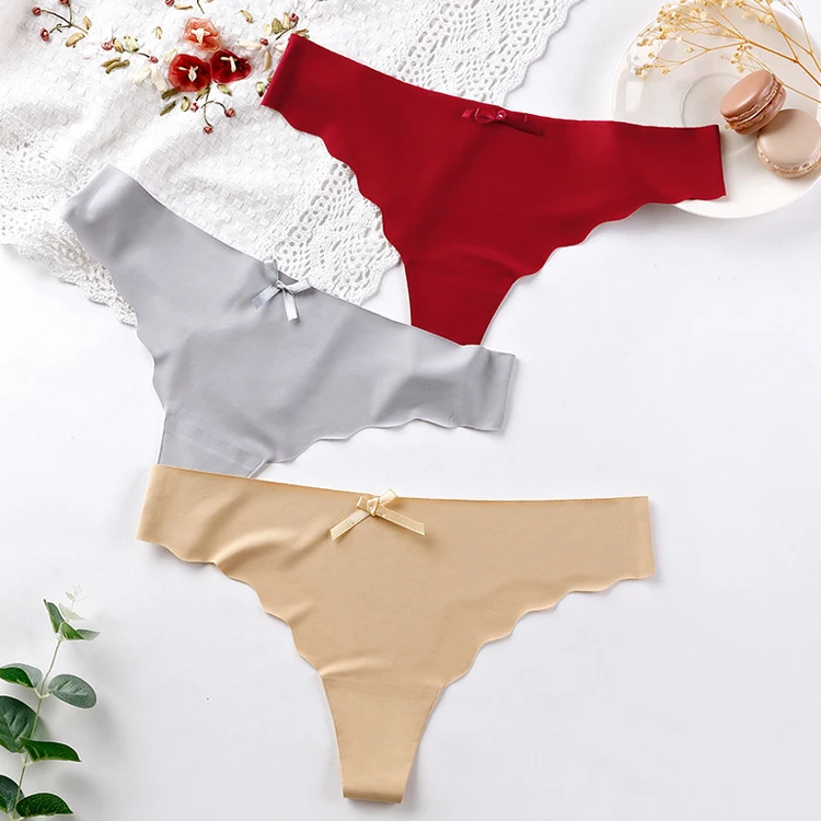 

Women Thongs Underwear Panties Seamless Sexy Tangas Underwear Ice Silk Pure Color Plus Size Comfy G-String Panties