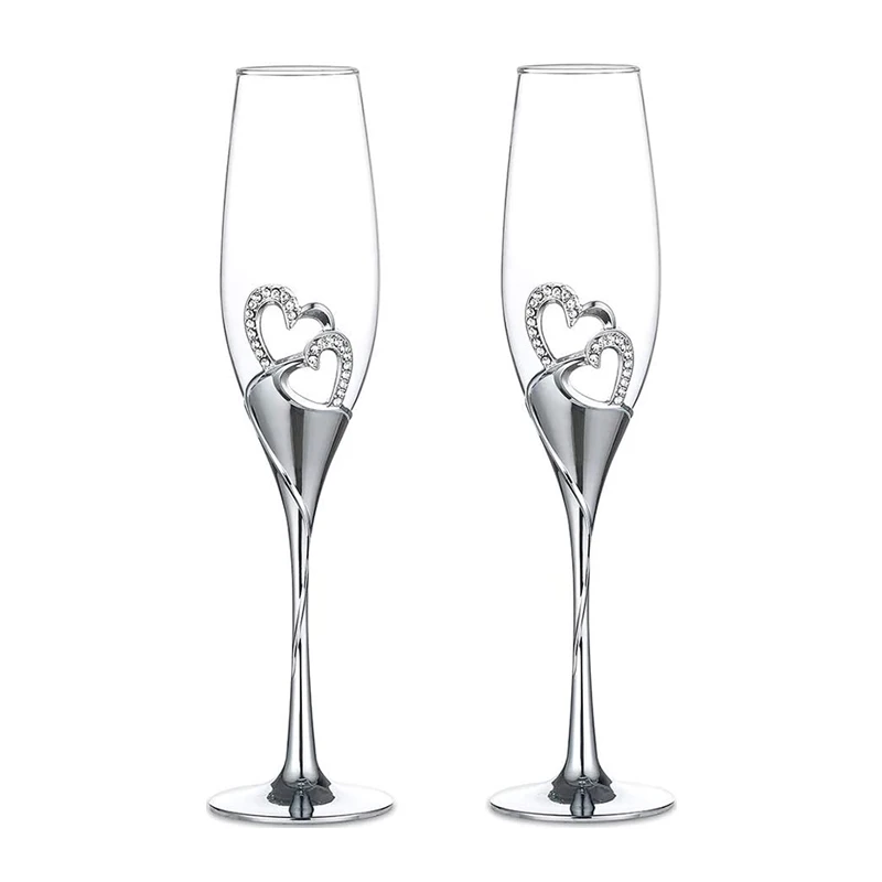 

Crystal Glass Stylish Creative Diamond Encrusted Goblet Bling Couple Cup Set Novelty Champagne Glasses