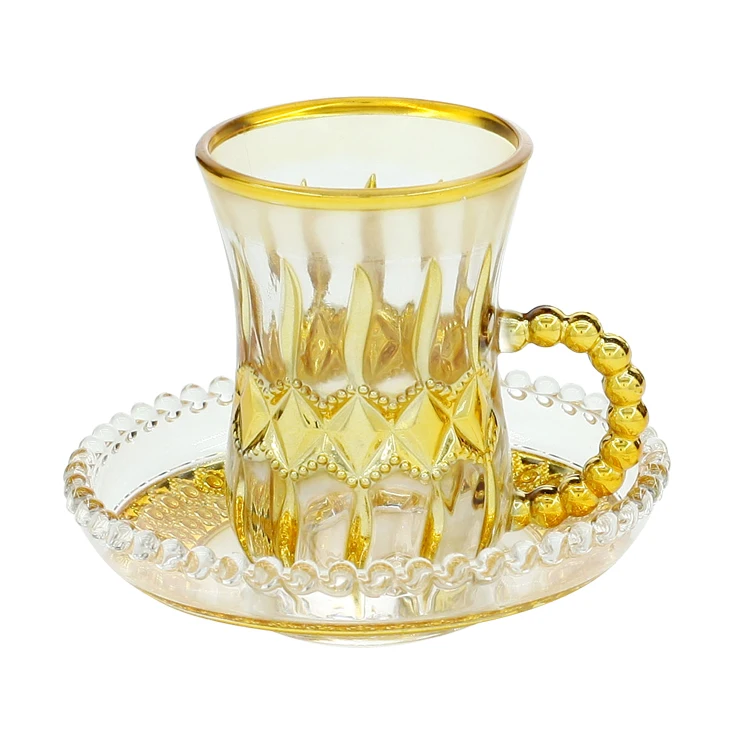 

Wholesale Iraq Arabic Style With gold and silver plated Tea And Coffee Cup Saucer Sets
