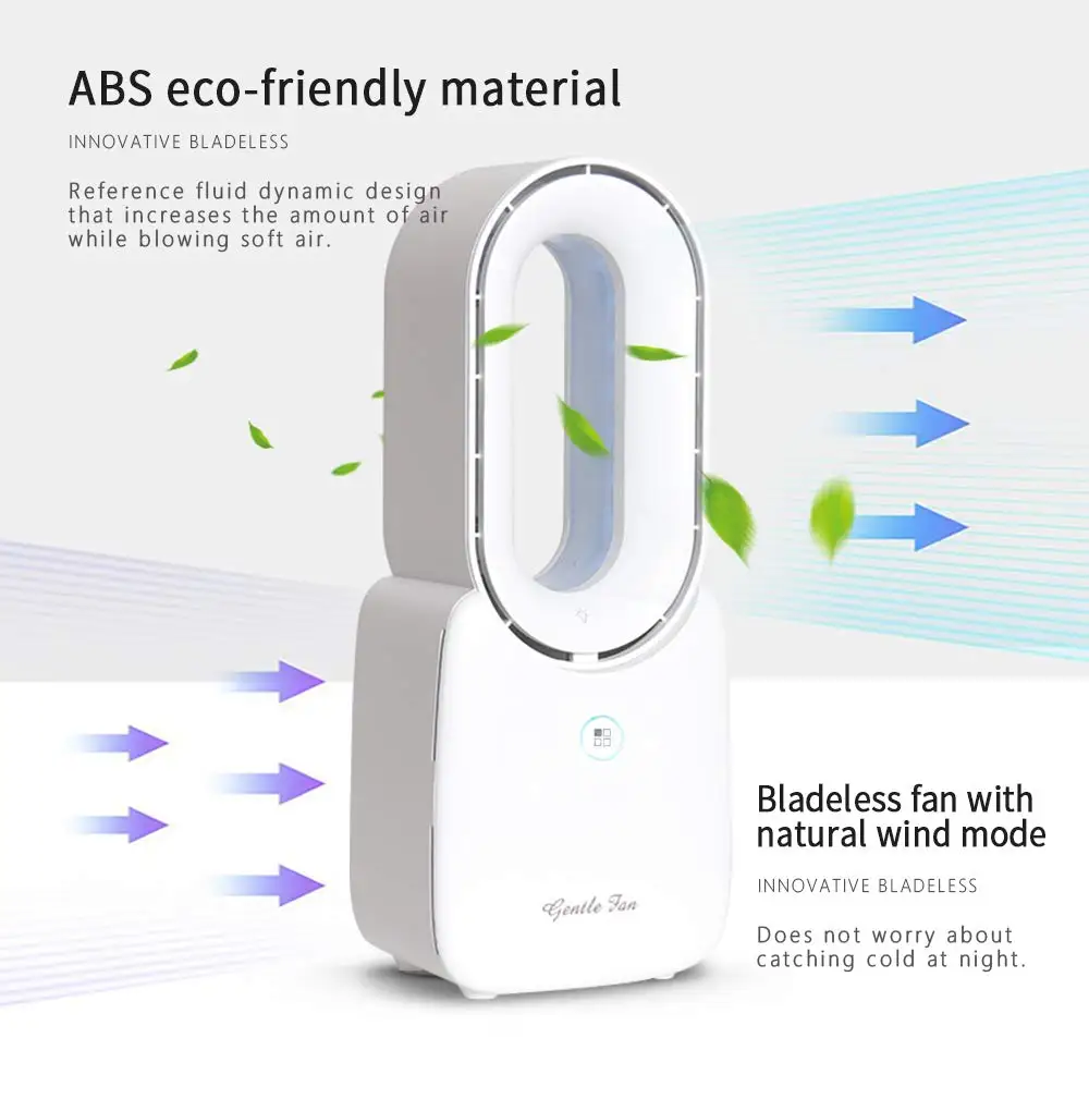 new products 2020 handheld bladeless fan, Rechargeable USB Breeze Safety Quiet Fan with Touch Control